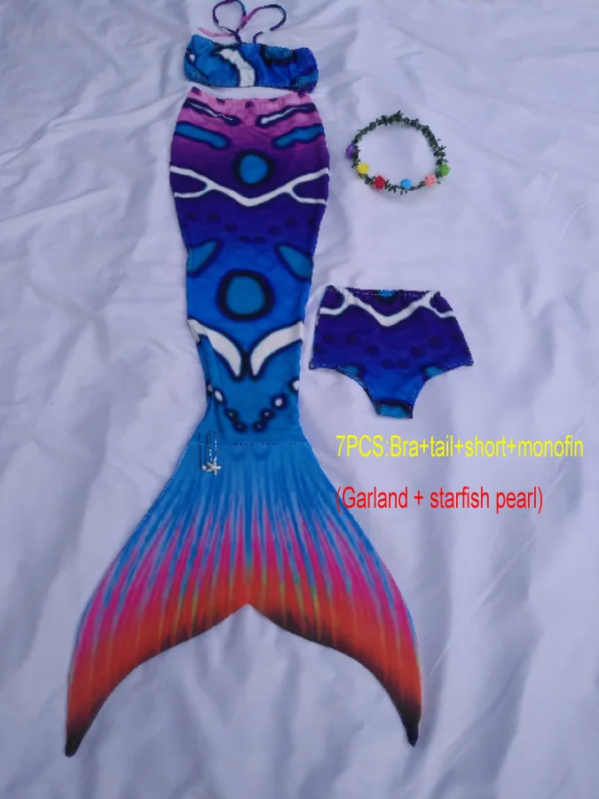 Купальник с хвостом русалки для девочек купальный костюм моноластами детей