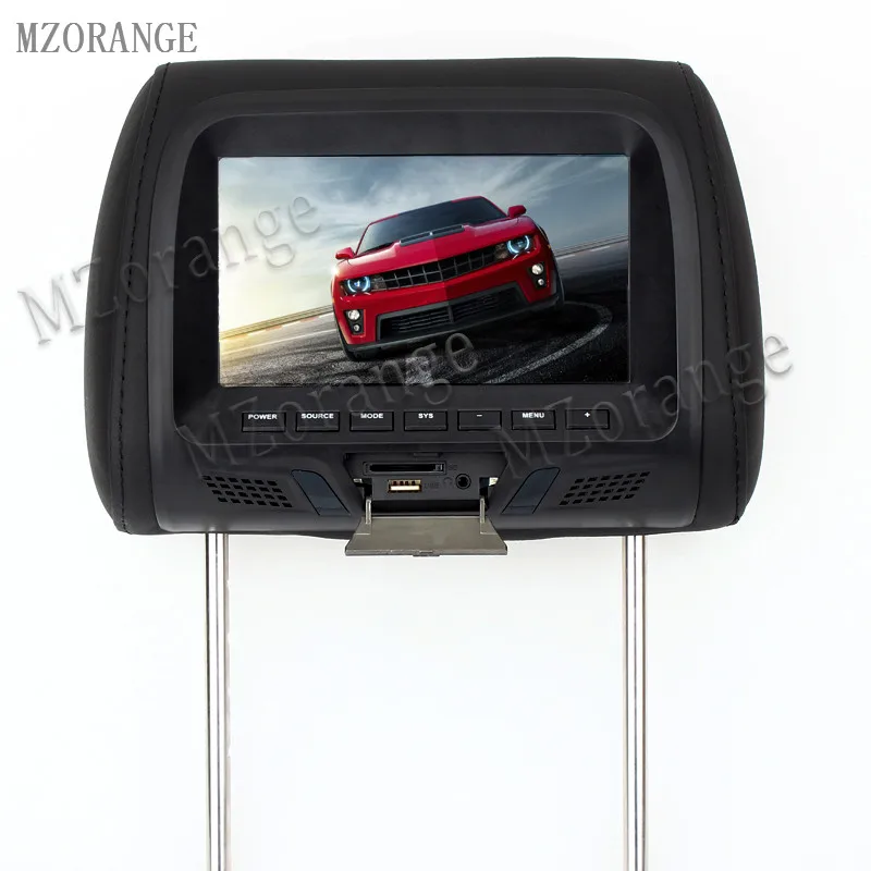 Черный MZORANGE 7 дюймов Автомобильный подголовник монитор TFT-LED экран Подушка монитор с AV USB SD MP5 FM динамик 3 цвета на выбор SH7048-MP5 - Цвет: Черный