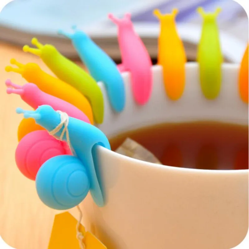 5PCS Cute Snail Silicone Tea Bag Hanging Mug Cup Clip Infuser Easter Birthday Party Supplies Wedding Decoration Kids Gifts | Дом и сад