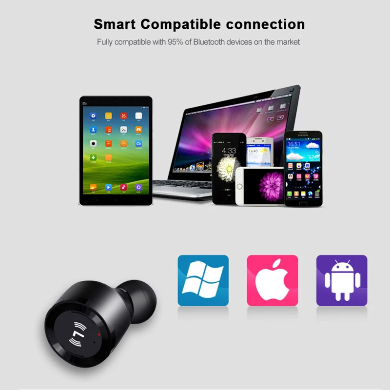 Bluetooth 5.0 Earphones IPX7 Waterproof Cordless Handsfree Headsets Stereo Mini Wireless In-Ear Earbuds with Charging Box | Электроника
