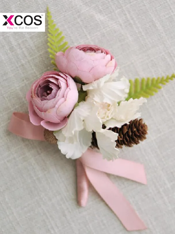 Wedding Prom Boutonniere Flower Brooch Hand Corsage Witness Groom Bridesmaid Groomsmen Wrist Flowers HQ510 |