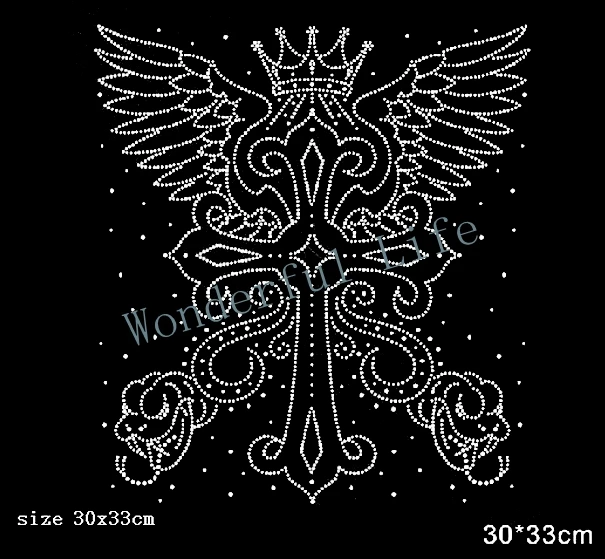 Бесплатная доставка передачи мотив rhinestone Дизайн для крест с winges