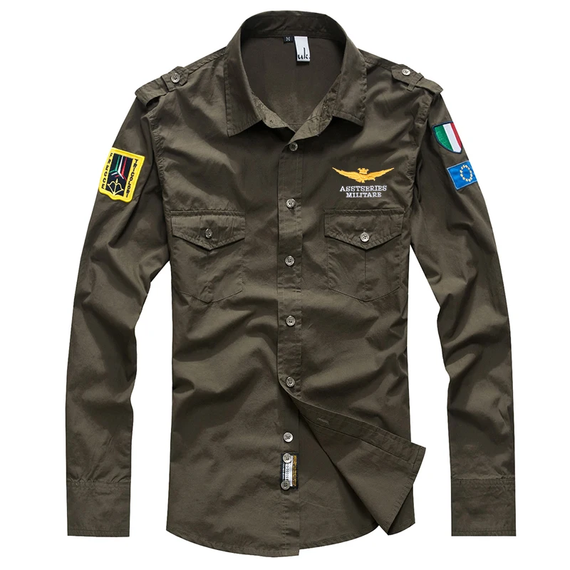 Рубашка Air Force One Для мужчин рубашка Длинные рукава стройная фигура asstseries Militare