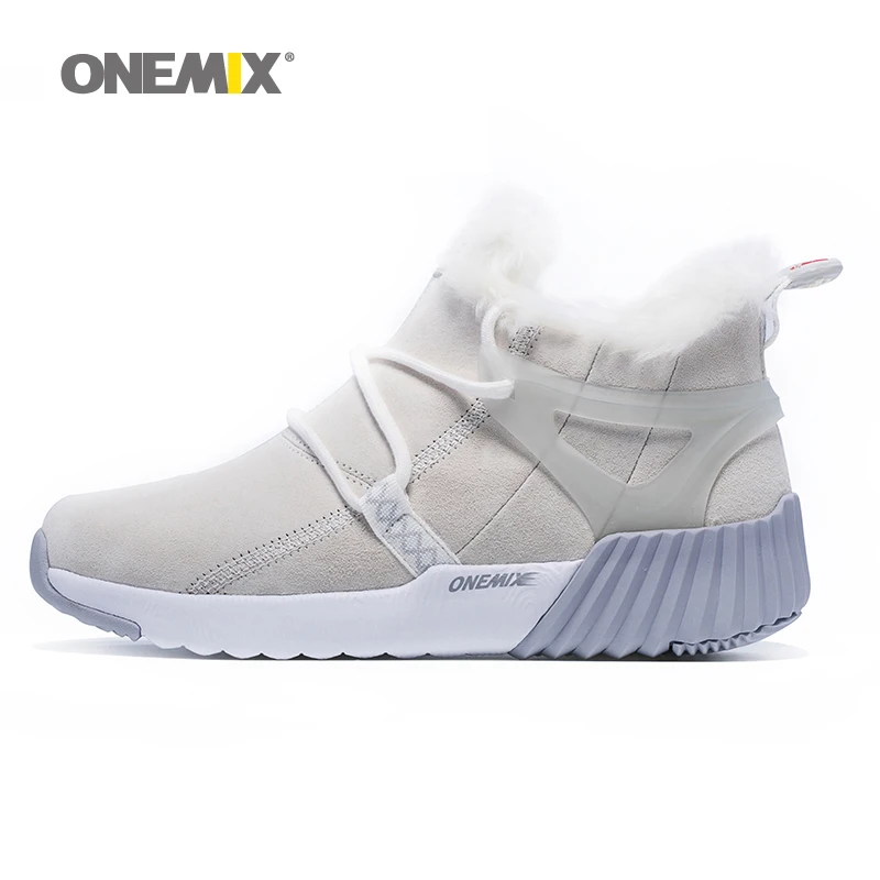 Новинка мужские зимние ботинки ONEMIX теплые шерстяные кроссовки беговые уличная