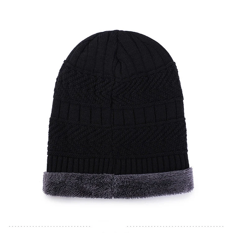 fashion Brand Solid Color Knit Beanies Hat Scarf Plus Velvet Winter Hat Man Woman Warm Thicken Hedging Cap Ski Soft Scarves