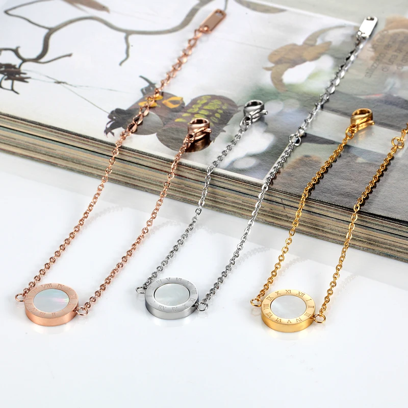 Модные красивые двухсторонние браслеты из ракушек и эмали с римскими цифрами