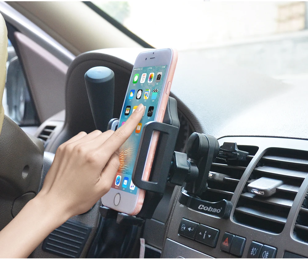 Cobao Универсальный Автомобильный держатель для телефона 360 Регулируемый Автомобильный держатель для мобильного телефона на вентиляционное отверстие подставка для iPhone 8 7 6 samsung