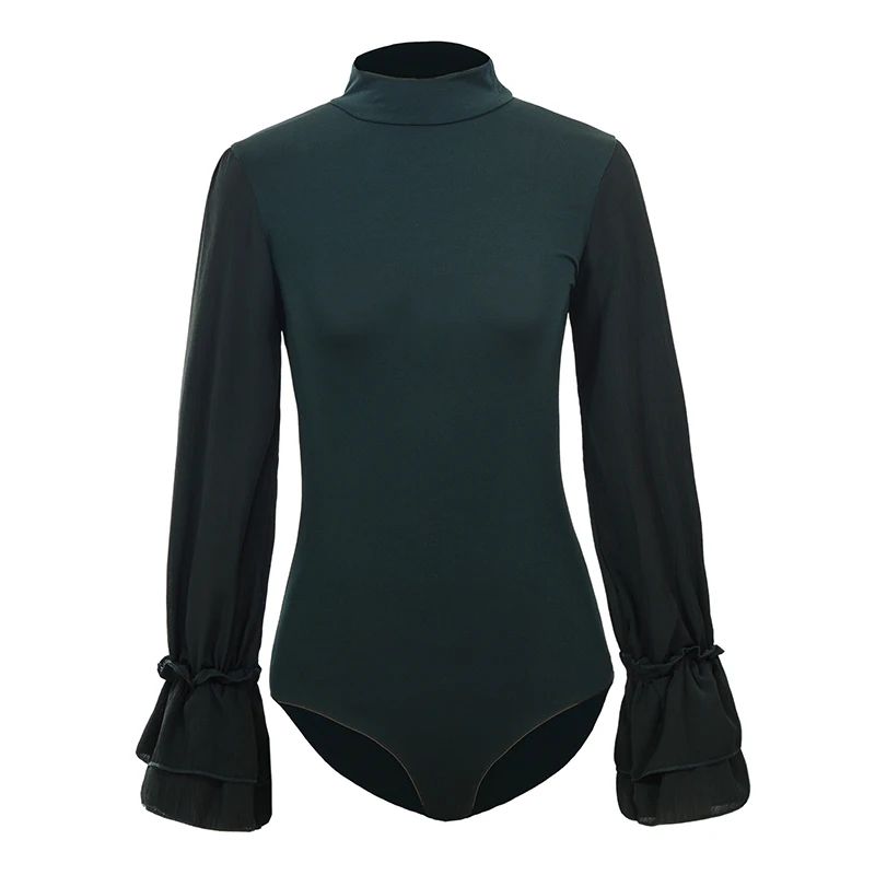 Женское облегающее боди комбинезон рубашки 2018 года элегантные с длинным рукавом