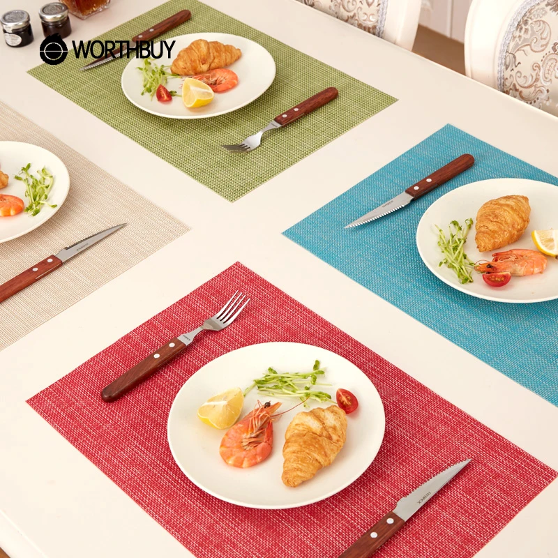 WORTHBUY 4 шт./компл. ПВХ коврик для обеденный кухонный стол Нескользящие