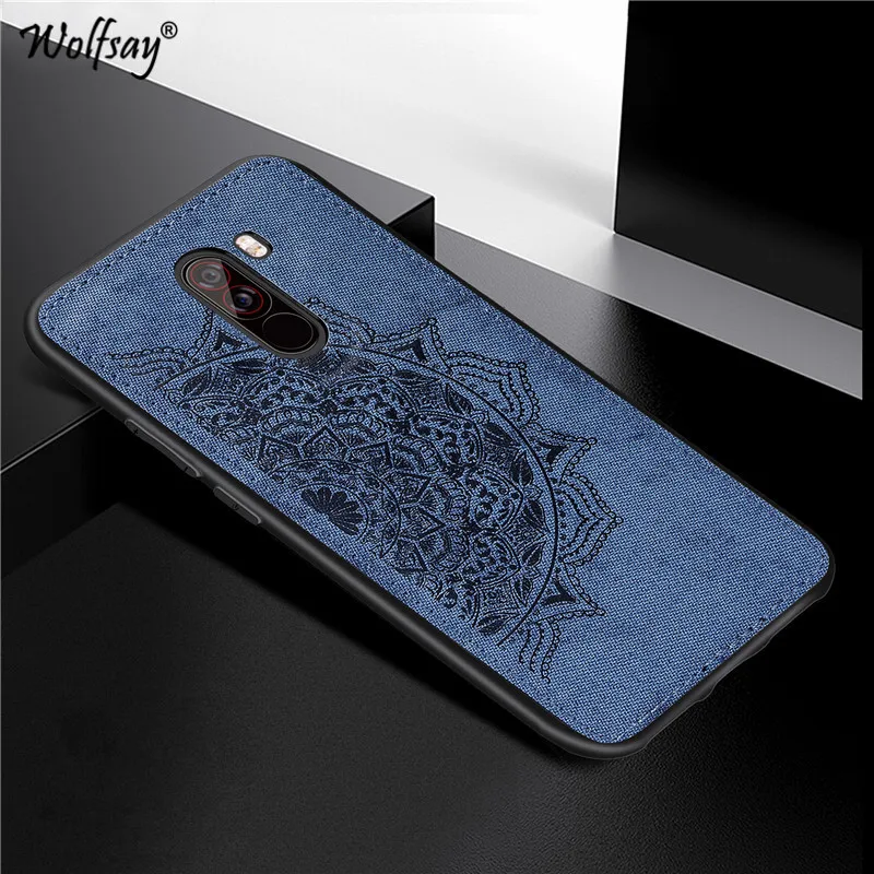 Blue Для Pocophone F1 противоударный мягкий ТПУ ткань текстура жесткий PC чехол для телефона для Xiaomi Pocophone F1 задняя крышка для Xiaomi Pocophone F1 - Цвет: Blue