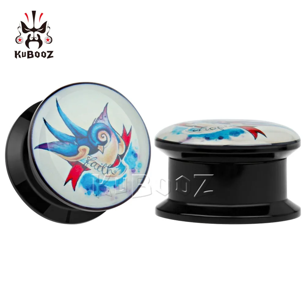 KUBOOZ, 2 шт, Заказные Акриловые беруши, тоннели для пирсинга, ювелирные изделия для тела, винтовые измерительные приборы, модные серьги 6 мм до 30 мм для женщин и мужчин