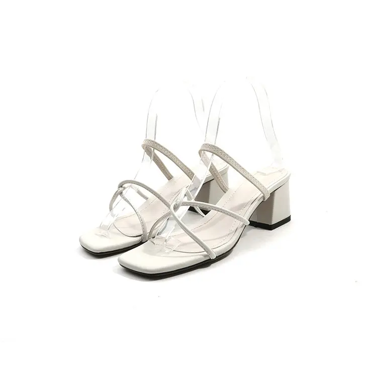 Женские босоножки на высоком квадратном каблуке из коровьей/искусственной
