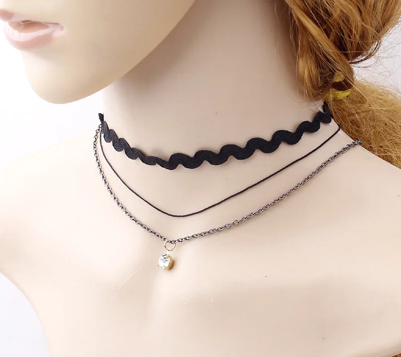 Новинка 2017 роскошные черные бархатные ожерелья чокер ювелирные изделия