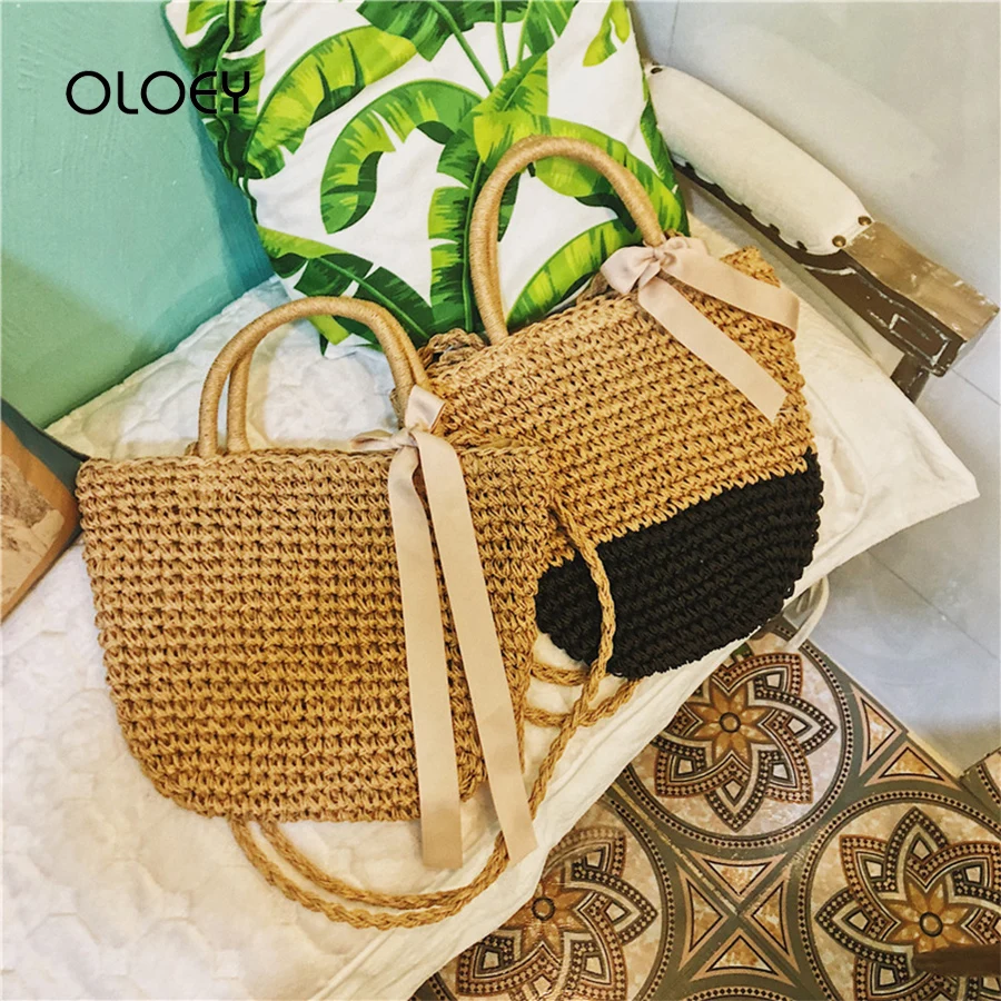 

Straw Bucket Bags For Women 2019 Summer Fashion Scarves Shoulder Bag Ladies Purses and Handbags Female Travel Beach Bag Totes