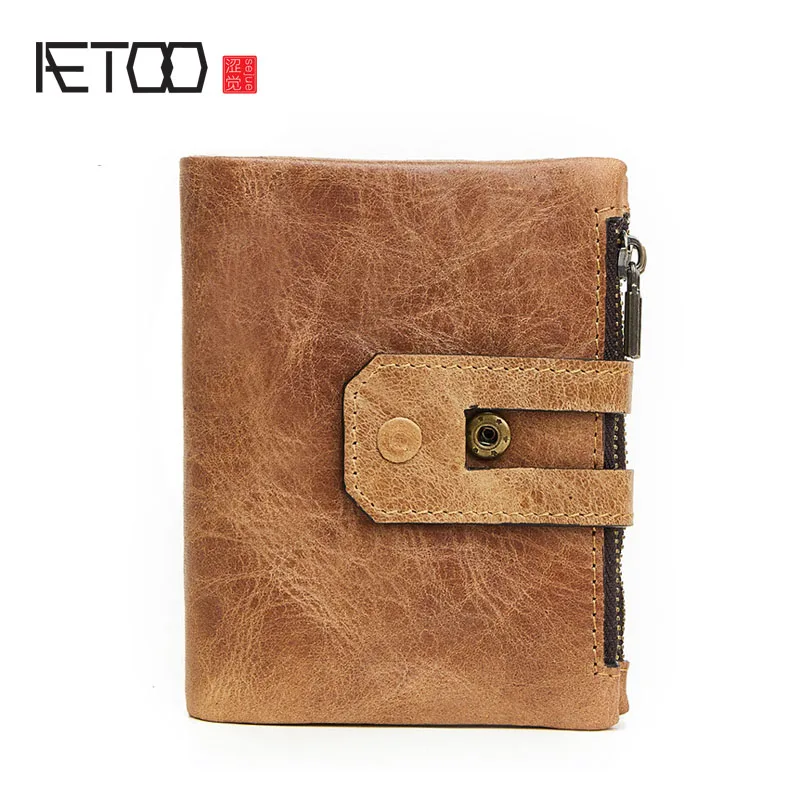 3 AETOO кожаный мужской кошелек, анти-RFID, Пираты кисти, Мода для отдыха, мульти-карта, папка для денег, сумка в винтажном стиле - Цвет: 3