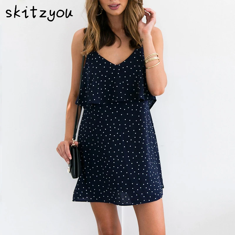 Skitzyou vestidos летнее пляжное платье женское сексуальное винтажное мягкое Черное