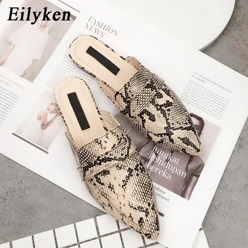 serpentine Eilyken/весна-осень г.; дизайнерские пикантные леопардовые флоковые шлепанцы; женская обувь на плоской подошве; Лоферы без шнуровки; Вьетнамки; Размеры 35-42 - Цвет: serpentine