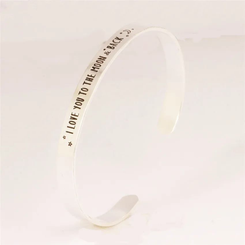 Мужские и женские браслеты из нержавеющей стали I Love You To The Moon & Back|gold bangle|gold fashion