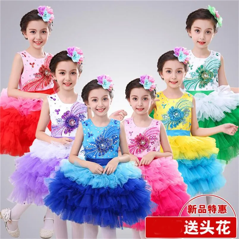 Детские костюмы для девочек хора платье учащихся начальной и средней школы