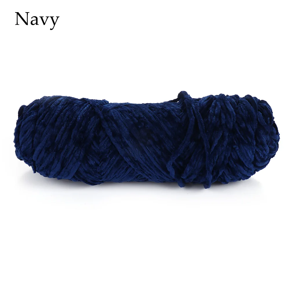 Navy 1 шт., 100 г, 4 мм-5 мм, шенилловая пряжа, бархатная пряжа, текстурированный полиэстер, смешанный хлопок, предлагаем DIY свитер, шарф, линия, шерстяная пряжа - Цвет: Navy