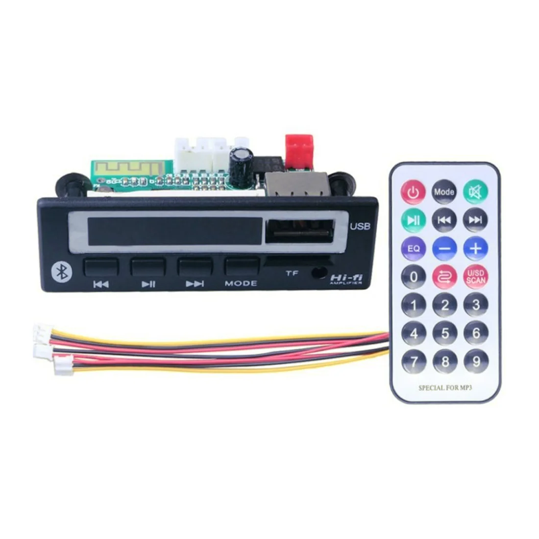 Marsnaska Car accessories Bluetooth5.0 MP3/WMA/WAV/APE Decoder Board 5V 12V Wireless Audio Module Color Screen USB FM Radio