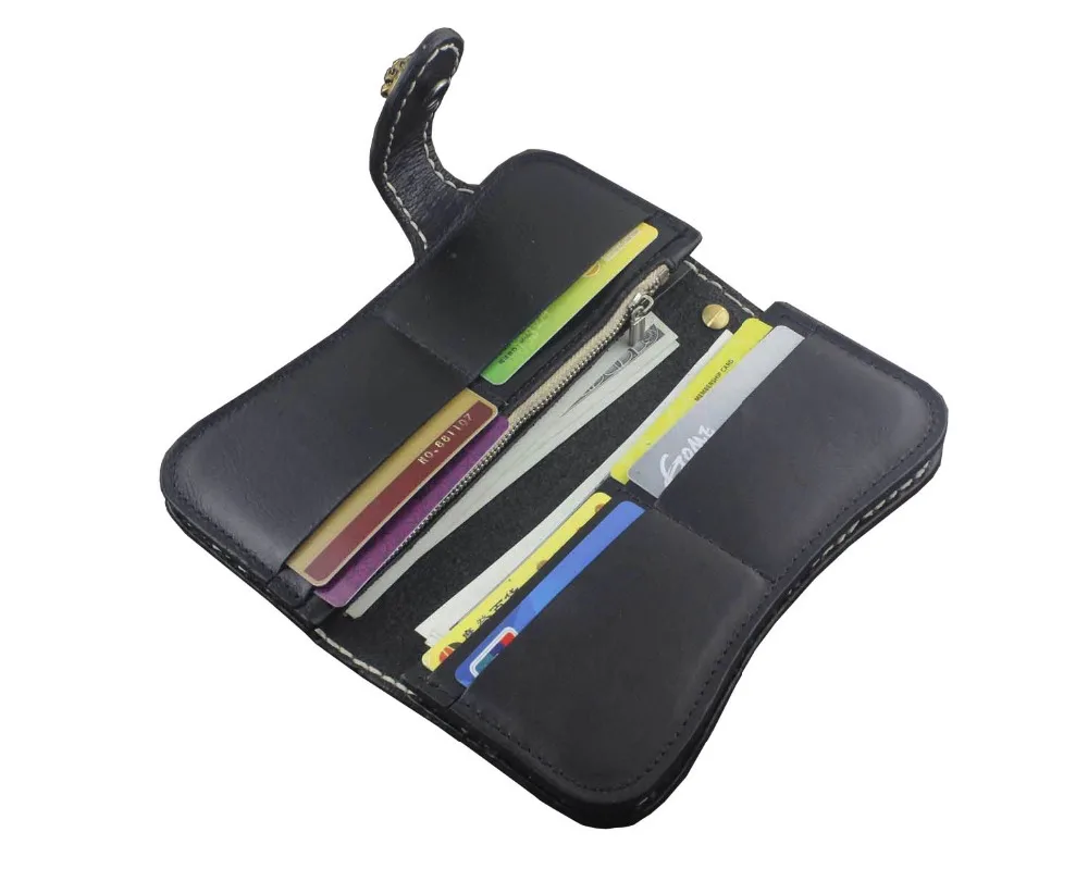 Винтажный байкерский кошелек с драконом из резной кожи татуировкой и длинной