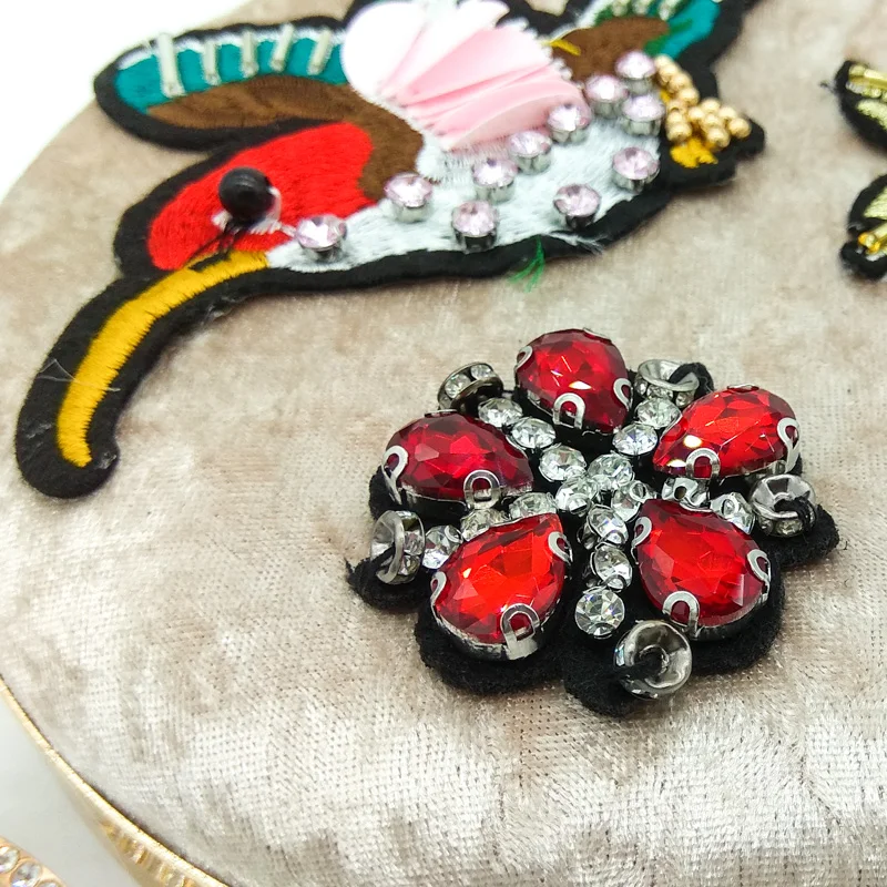 Круглый Вышивка Птица Цветочный Кристалл Для женщин вечерние Женские Сумки на