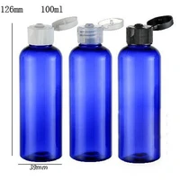 20 x 100ml empty blue pet cream bottle with snap top cap 100cc blue plastic shampoo bottle cosmetic packaging