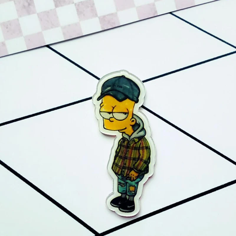 Акриловая брошь мультфильм японское аниме Cool Simpson 1 шт. броши для рюкзака