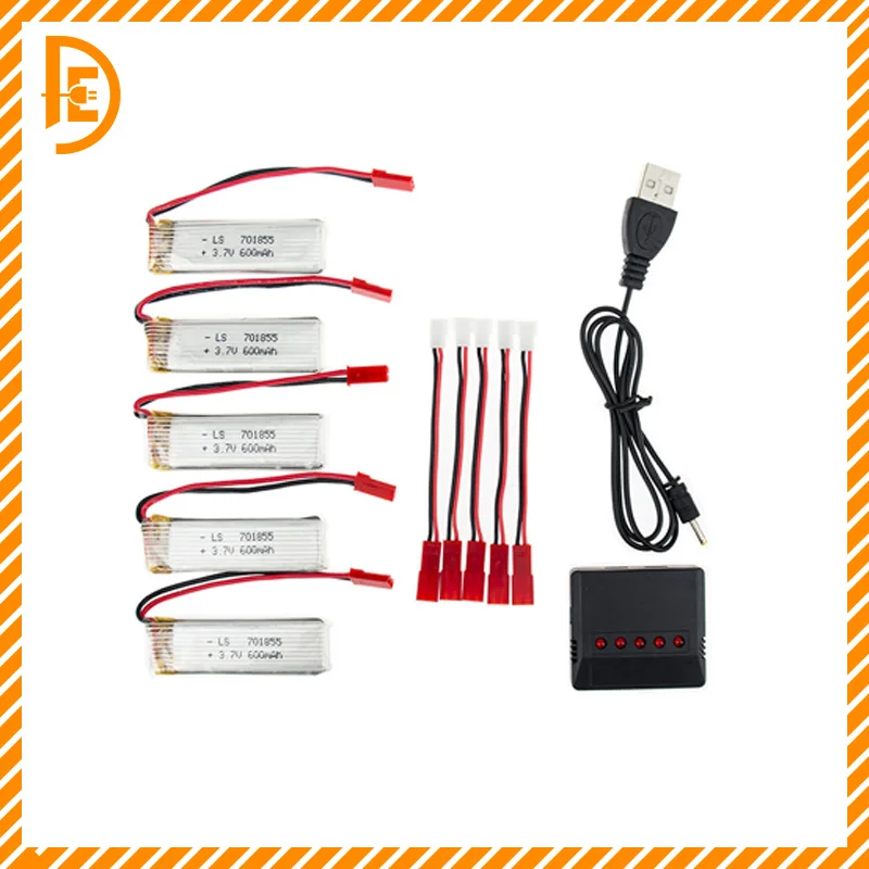 3.7V 600mah батарея 5 шт и зарядное устройство для UDI u817 syma s032 rc quadcopter u817a u817c u818a zango avio часть оптом на.