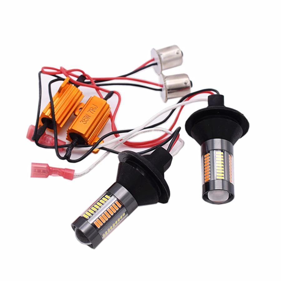 1156 BAU15S LED DRL белый желтый указатель поворота безошибочный Canbus с резистором 4014 66SMD |