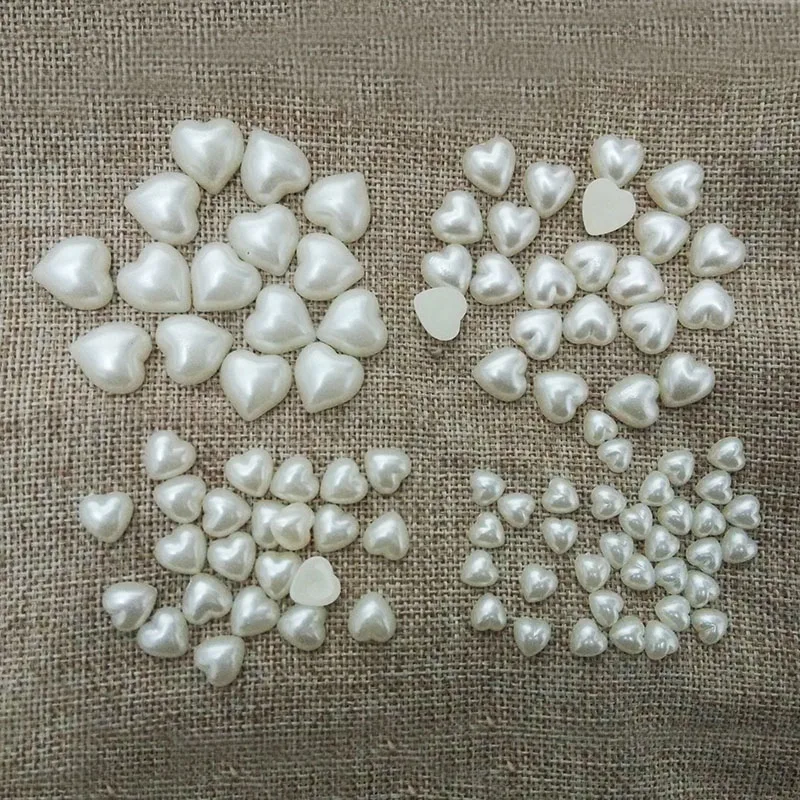 Бусины в форме сердца имитация жемчуга наклейки для красоты ногтей маникюрный
