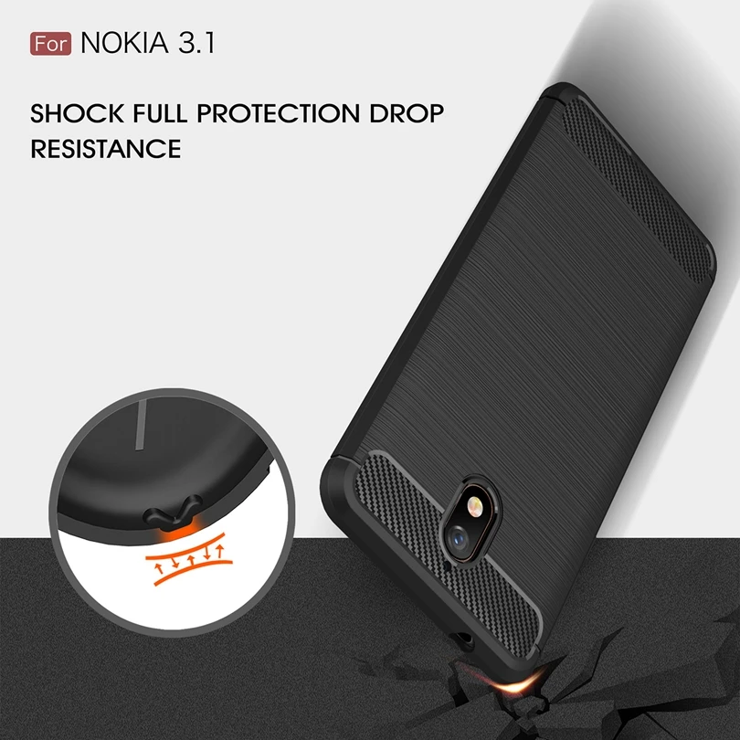 Чехол из углеродного волокна для Nokia 3 1/Nokia3.1 5 2 дюйма матовый тонкий Прочный