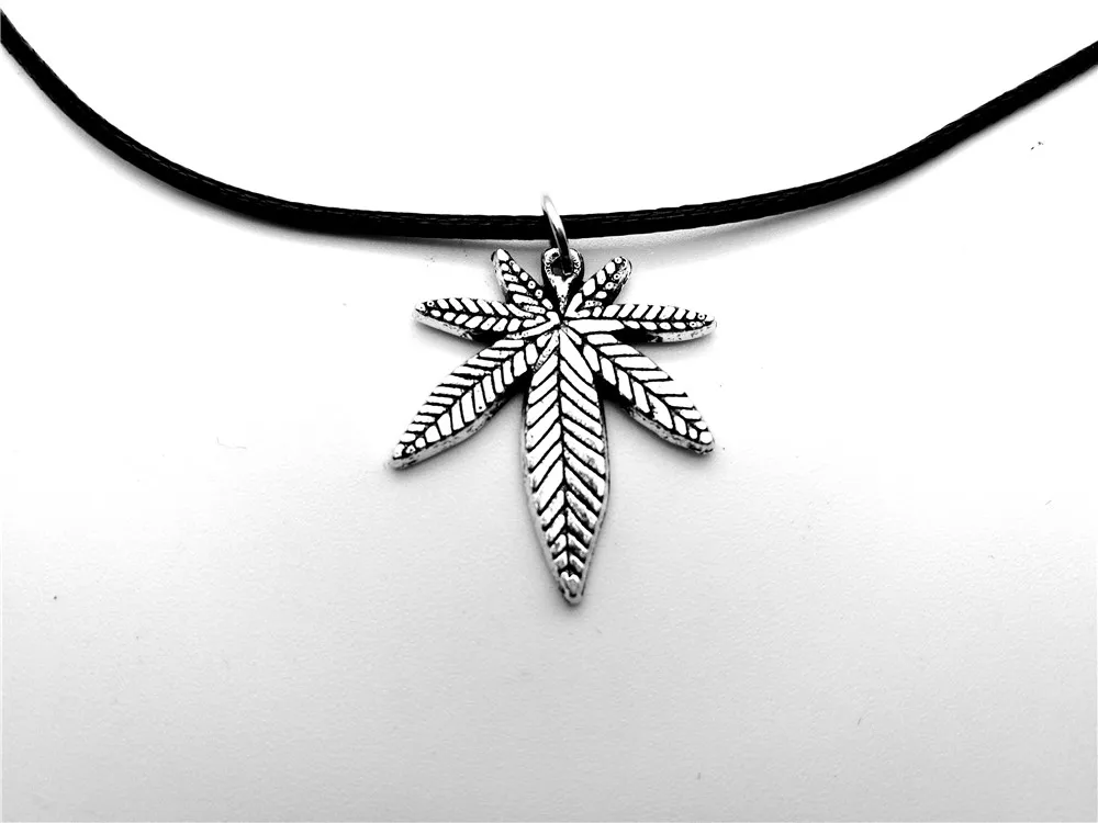 European American Canada Jamaica Hemp Maple Leaf Necklace African Plants Tree Weed Foliage Leaves Leather Rope jewelry | Украшения и