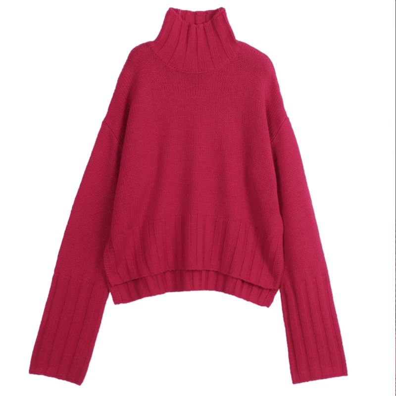 HSTYLE Winter Loose Turtleneck Red Sweater Women Long Sleeves 2018 Fashion Soft Oversize Knitted Pullover Female | Женская одежда