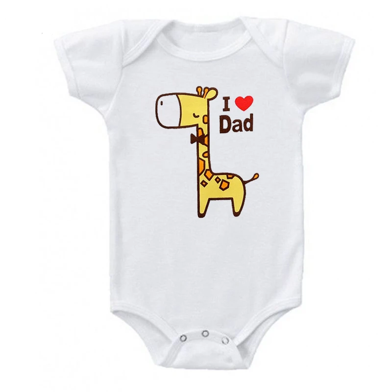 I Love Dad-White Shirty/хлопковый комбинезон для новорожденных мальчиков и девочек с короткими рукавами и надписью «I Love My Twin Sister»/«Brother», одежда для малышей - Цвет: I Love Dad-White
