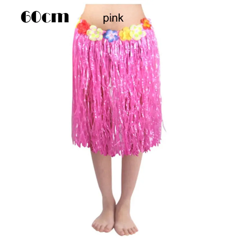60cm pink 30/40/60 см Пластик волокон для девушки и женщины, Женская Гавайская Юбка для танца \"хула\" хула травяной костюм с юбкой с цветочным рисунком танец хула платье Вечерние Гаваи пляж - Цвет: 60cm pink