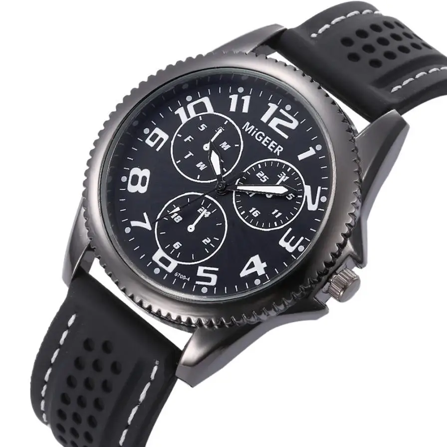 

Mens Watches Top Brand Luxury super cool Silicone strap Date Quartz Watch Man Sport Wrist Watch Men Waterproof Clock #D