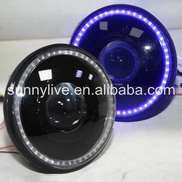 

For Jeep Wrangler 07-13 Head Light Blue LED Angel Eyes Black Color hoursing