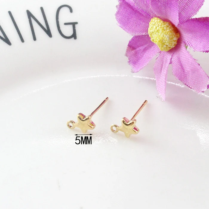 5MM Star 12 шт. 24 к позолоченные латунные серьги-гвоздики для изготовления ювелирных изделий Diy ювелирных изделий Аксессуары оптом - Цвет: 5MM Star