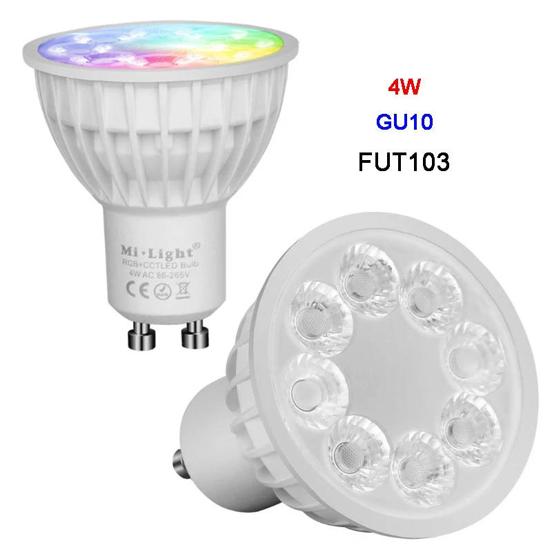 FUT103 MiBOXER 4 Вт FUT103 GU10 FUT104 MR16 RGB+ CCT Светодиодный прожектор лампы AC110V 220V FUT089/FUT092/B8/B4/T4/iBox1/iBox2 2,4G дистанционное управление - Испускаемый цвет: FUT103