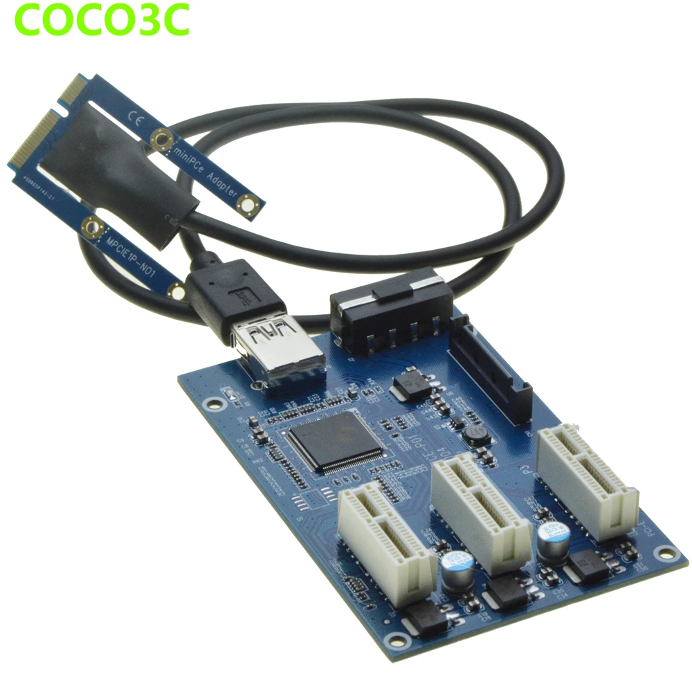 Mini PCIe 1 to 3 PCI express 1X slots Riser Card Mini ITX to external 3 PCIe slot adapter PCI-e Port Multiplier Card