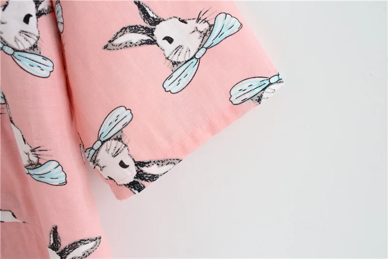 New Cotton Double Gauze Bathrobe Cartoon Rabbit Summer Thin Robe Home Leisure Pajamas Kimono Bath Long Sheer Robes