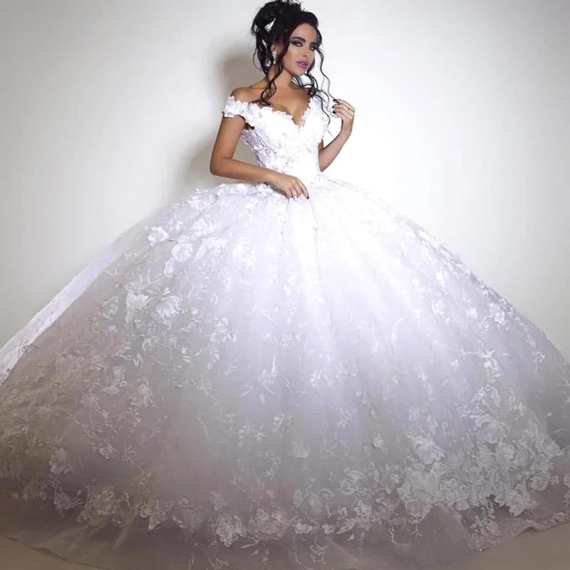Женское свадебное платье бальное из тюля с V образным вырезом и открытой спиной