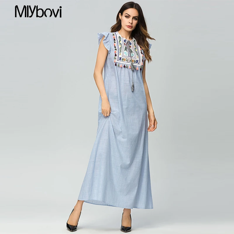 Женщины мусульманское платье Oveisize 2XL Лоскутная Повседневная Макси длинное