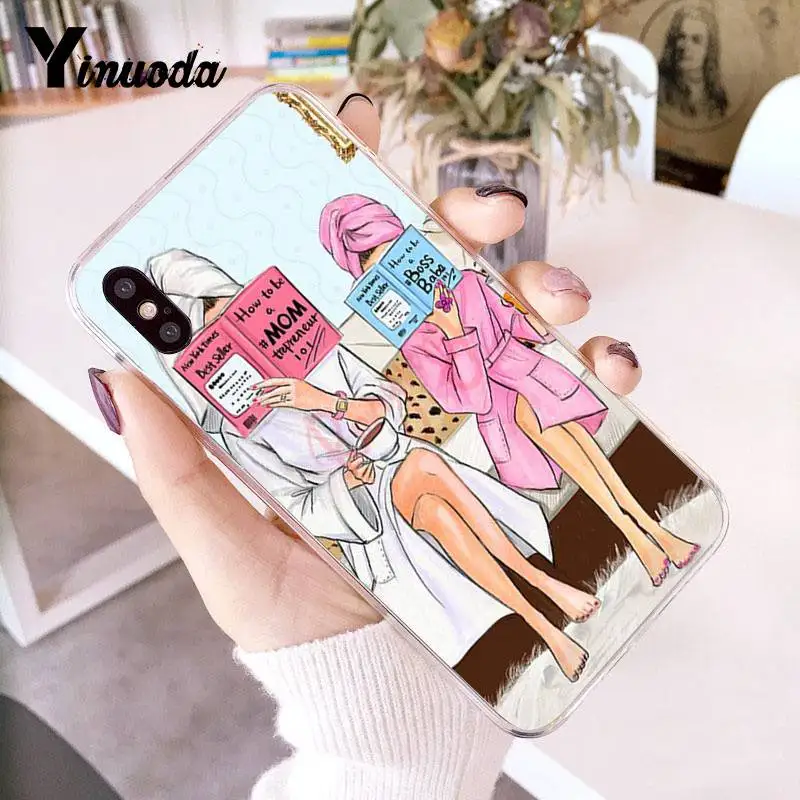 Модный тонкий чехол для телефона Yinuoda с кофейной чашкой мамы и дочери подруги iPhone