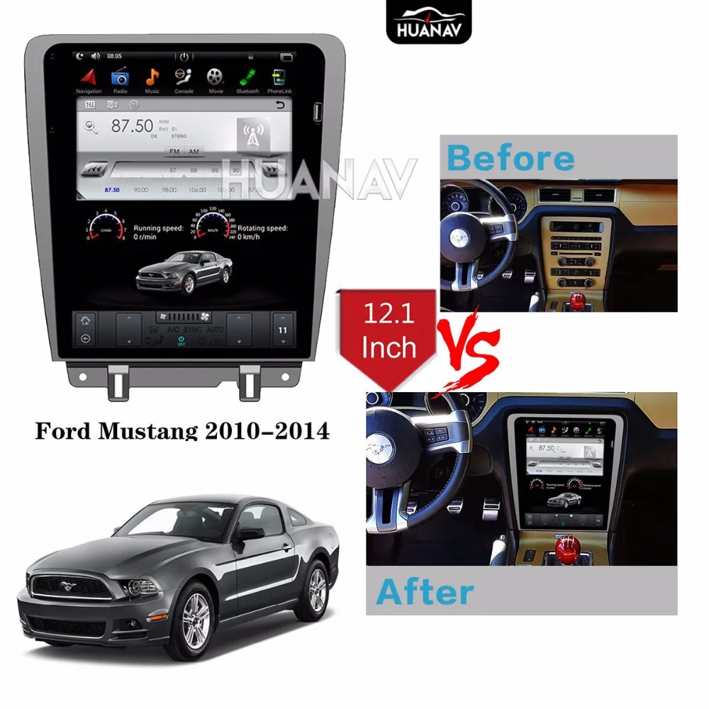 Автомобильный DVD-плеер Tesla с Android 12 дюймов GPS-навигация для Ford Mustang 2010-2014