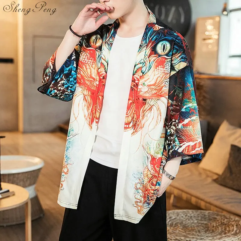 Японское кимоно кардиган для мужчин haori yukata мужской самурайский костюм одежда кимоно куртка мужская кимоно рубашка yukata haori V1532