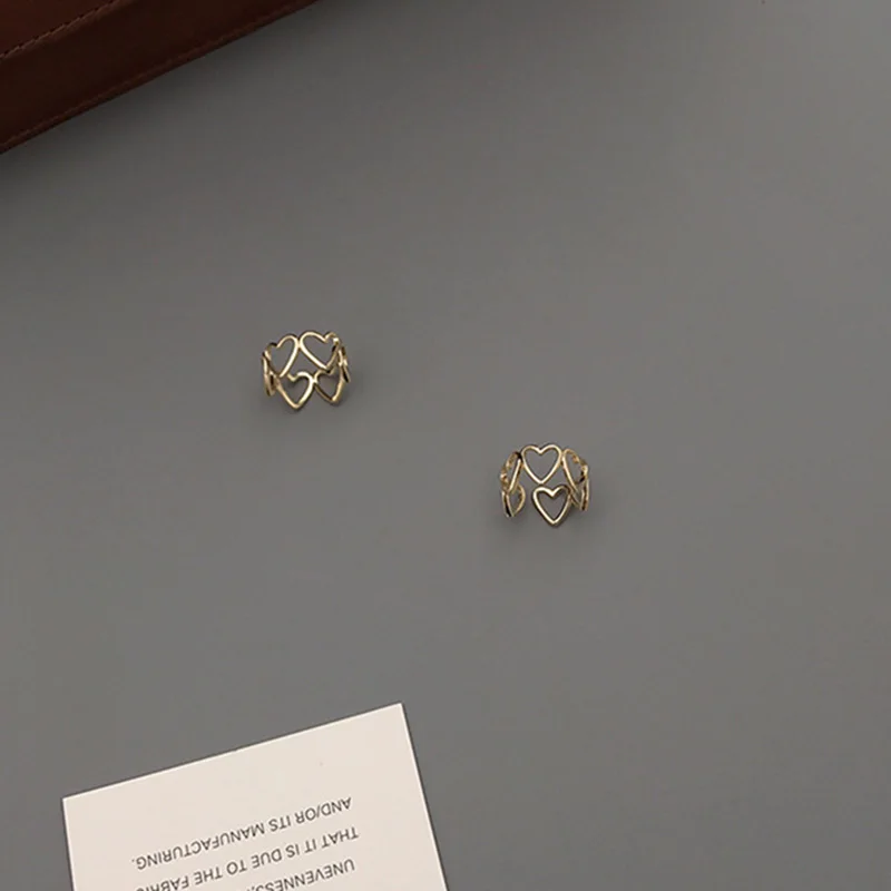 

2019 New Fashion Opening Hollow Heart Love Gold Rings For Women Lady's Index Finger Ring Korean Fashion Jewelry Accessories