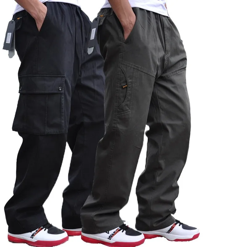 

Free shipping Summer thin male casual pants plus size overalls 100% cotton loose elastic waist fat long trousers 13 colors L-6XL